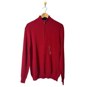 Club Room Men’s Quarter 1/4 Zip Knit Sweater Red Size Large NWT